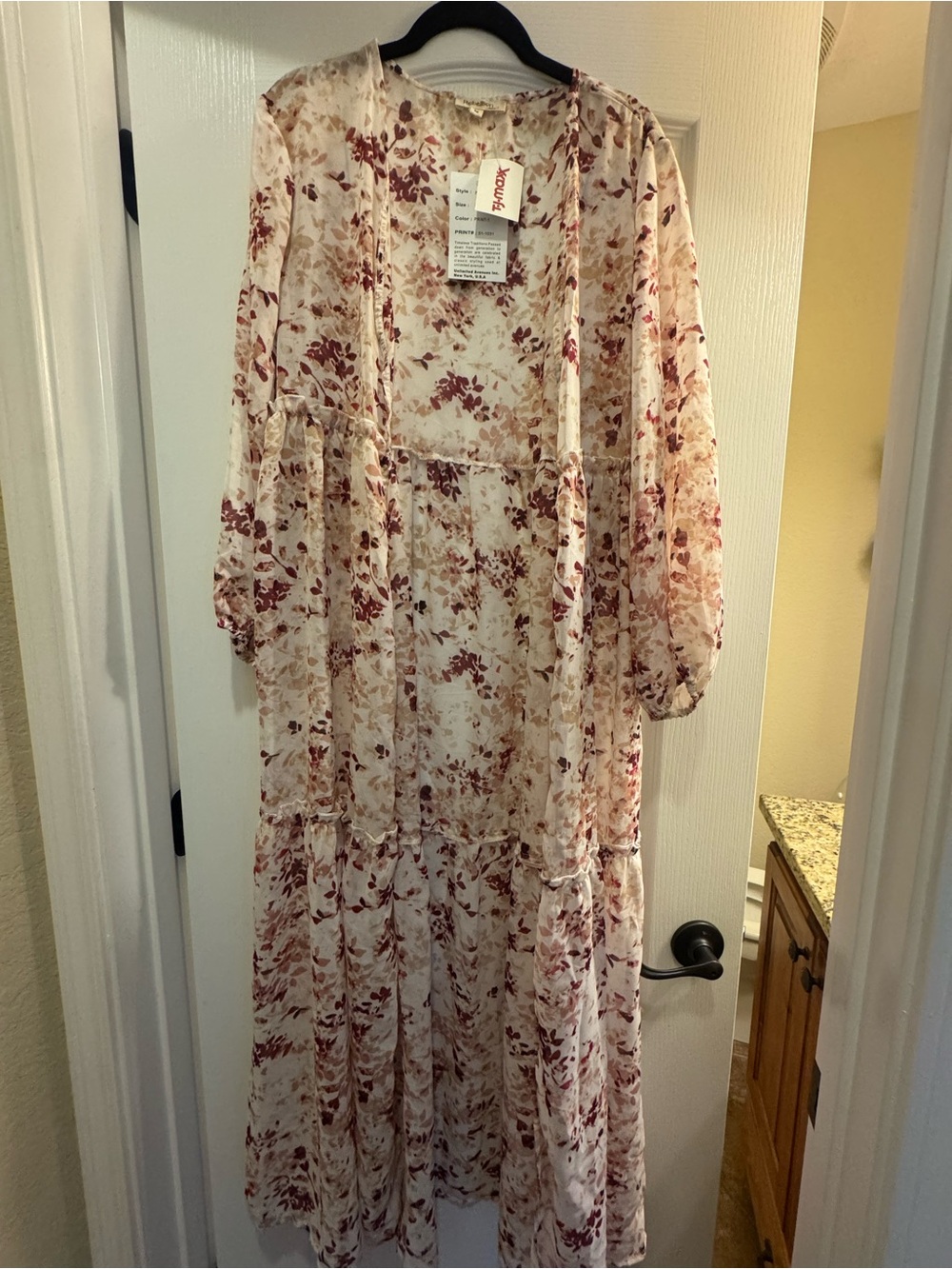 Women’s Floral Long Sleeve Tiered cardigan in Cream and Rose